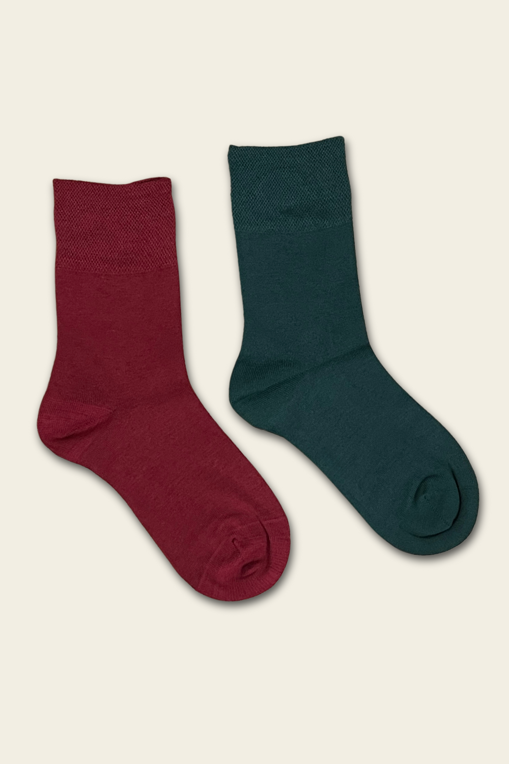 Seamless Bamboo and Wool Socks - bordeaux and green - 4 pairs